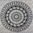 Black and White Paisley Flowers and Elephant Ring Circle Tapestry, Mandala Wall Hanging