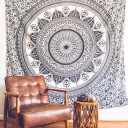 Black Multi Ombre Medallion Mandala Tapestry Wall Hanging