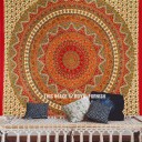 Red Bohemian Mandala Wall Tapestry, Kerala Hippie Bedding