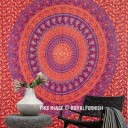 Burgundy Blue Elephants Floral Multi Rings Mandala Tapestry