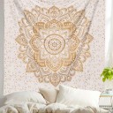 Gold Geometric Flower Ombre Mandala Wall Tapestry