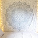 Silver Color Geometric Flower Ombre Mandala Wall Tapestry