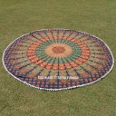 Multi Green Colorful Evershine Mandala Roundie Beach Throw