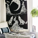 Black & White Wolfs Growling Moon Tarot Tapestry