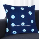 Dark Blue and White Medallion Circles Shibori Indigo Throw Pillow Cover 16X16 Inch