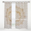 Sparkly Gold Geometric Flower Ombre Mandala Tapestry Curtain Panel Pair