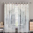 Sparkly Silver Geometric Flower Ombre Mandala Tapestry Curtain Panel Pair