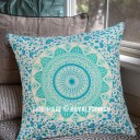 Sea Green New Ombre Mandala Cotton Throw Pillow Case