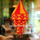 Yellow & Red Bohemian Ceiling Hanging Fabric Cloth Lantern 