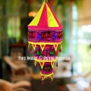 Pink & Yellow Elephant Embroidered Fabric Cloth Lantern Lamp