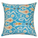 24" Turquoise Multi Indian Ikat Kantha Indoor/Outdoor Square Throw Pillow