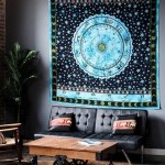 Queen Hindu Astrology Zodiac Horoscope Cotton Tapestry Wall Hanging Bed Cover