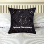 16x16 Unique Black Mirror Embroidered Handmade One-Of-A-Kind Throw Pillow Cover