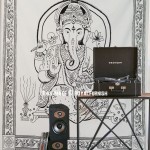 Black & White Lord Ganesha Hindu Cotton Indian Tapestry Wall Hanging