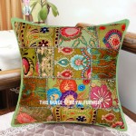 Decorative and Accent Multi Green Patchwork Unique Pillow Case