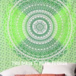 Green Multi Ombre Wall Tapestry, Indian Mandala Bedding Sheet