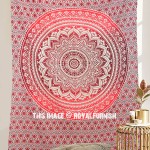 Small Maroon Floral Ombre Mandala Wall Tapestry, Beach Throw