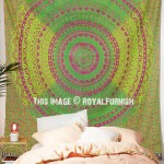 Burgundy and Green Mixed Ombre Mandala Net Circle Wall Tapestry 