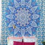 Blue Multi Giant Flower Circle Mandala Tapestry Wall Hanging, Indian Bedding