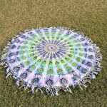 Green and White Multi Beach Roundie Towel Throw