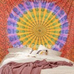 Large Multicolor Psychedelic Floral Mandala Tie Dye Hippie Tapestry Wall Hanging