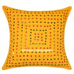 24" Yellow Large Hand Mirrored Embroidery Accent Throw Pillow Case