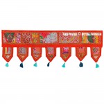 Orange Patchwork Toran Window Door Hanging Topper Valance Decor