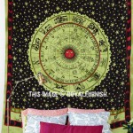 Green Hindu Astrology Horoscope Zodiac Bohemian Hippie Tapestry Wall Hanging