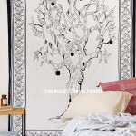 White & Black Apple Tree of Life Wall Tapestry