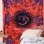 Red Multi OM AUM Tie Dye Wall Tapestry