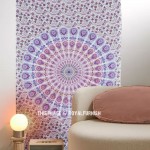 Twin White and Blue Indian Hippie Mandala Beach Tapestry Wall Hanging