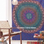 Dark Blue Hippie Medallion Mandala Cotton Tapestry Wall Hanging Bedspread