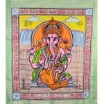 Colorful Hand Brush Ganesha Tapestry Wall Hanging