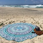 White Multi Birds Elephant Mandala Round Beach Towel Roundie Yoga Mat