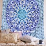 Blue Ombre Medallion Mandala Tapestry Bedding Throw