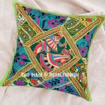 Folk Dance Featuring 16" Boho Square Cotton Embroidered Accent Pillow Cover