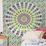 Small Yellow Colorful Floral Mandala Tapestry, Indian Hippie Wall Hanging