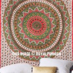 Red Bohemian Star Kerala Mandala Wall Tapestry, Hippie Bedspread