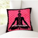Pink Yoga Poses Chakras Tie Dye 16X16 Cotton Throw Pillow Cover