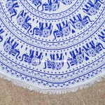 Blue & White Elephants Ring Mandala Roundie Beach Throw