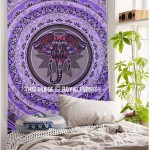 Small Purple Pink & Grey Elephant Face Circle Wall Tapestry