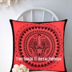 Red Decorative Hamsa Hand Printed Tie Dye Square Throw Pillow Cover 16X16