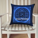 Decorative Blue Tibetan Aum Om Printed Tie Dye Square Pillow Cover 16X16