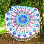 Pink & Blue Multi Trippy Medallion Circle Round Beach Throw