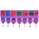 Purple One-Of-A-Kind Boho Patch Embroidered Window Valance Topper