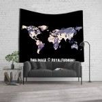 ON SALE!! Grey Black Multi World Map Wall Tapestry, Atlas Bedspread