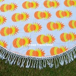 Orange Multi Pineapple Printed Round Beach Towel Throw Round Tablecloth