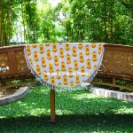 Orange Multi Pineapple Printed Round Beach Towel Throw Round Tablecloth