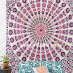 Blend of Pink & White Peacock Wings Psychedelic Mandala Tapestry