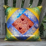 Multi Colored Silk Sari Layered Unique One-Of-A-Kind Throw Pillow Cover